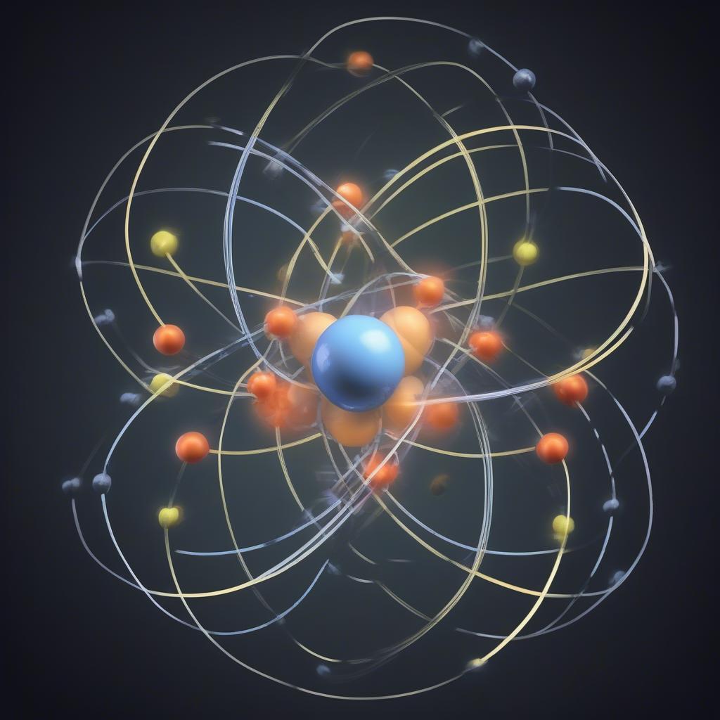Cấu tạo nguyên tử với electron, proton và neutron