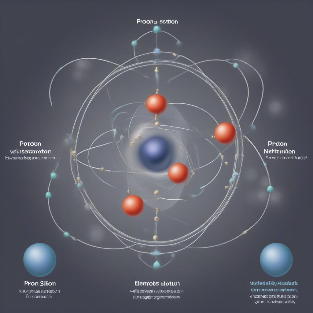 Cấu tạo nguyên tử với proton, neutron và electron