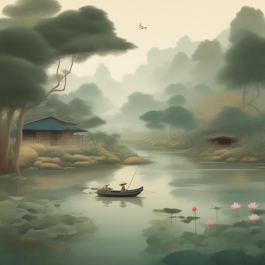 Hình ảnh thiên nhiên trong bài Nhàn