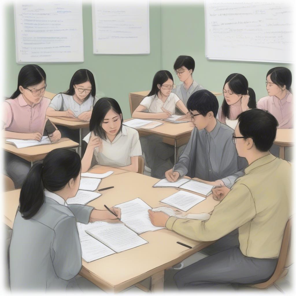 Mẹo học tập hiệu quả với bài giảng văn bản quảng cáo Ngữ văn 10: Học sinh đang ghi chép và thảo luận về một văn bản quảng cáo.