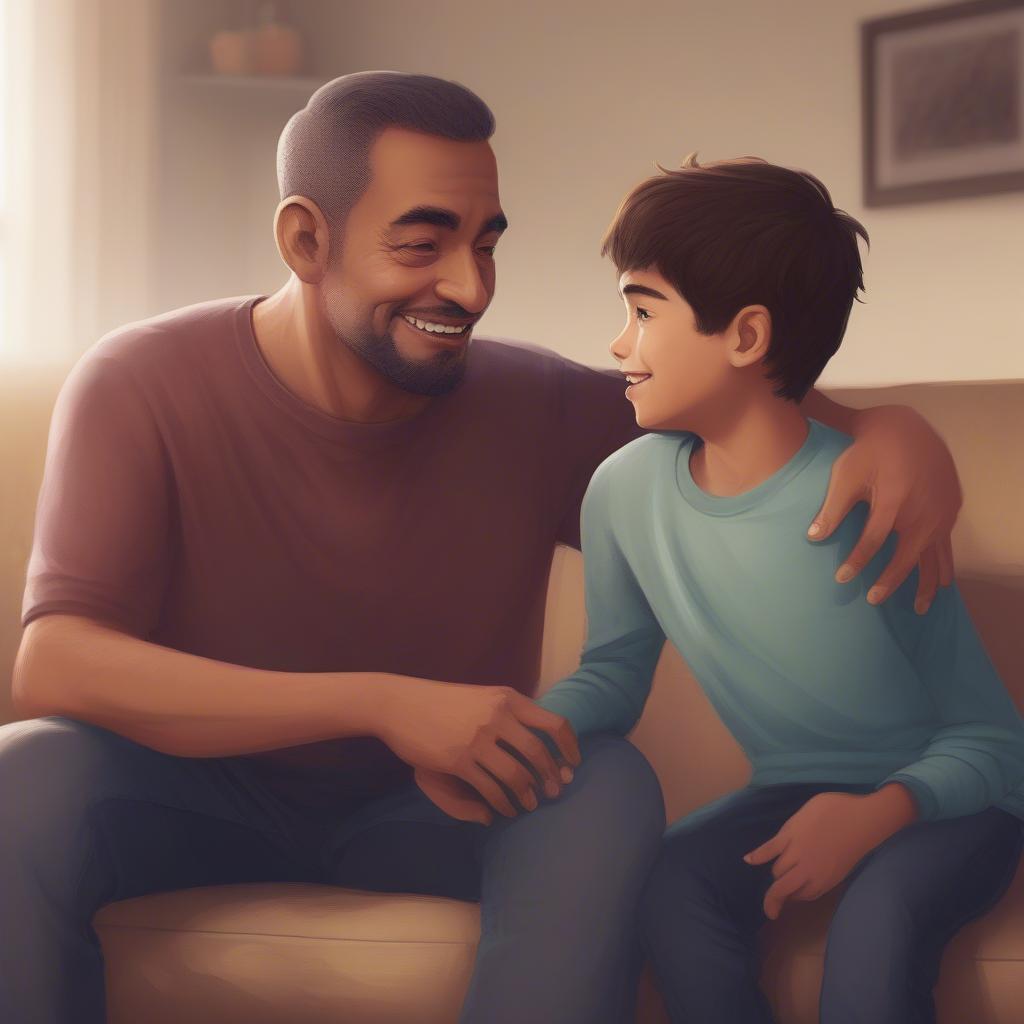 A father and son having a heart-to-heart conversation, demonstrating open communication and a supportive relationship.