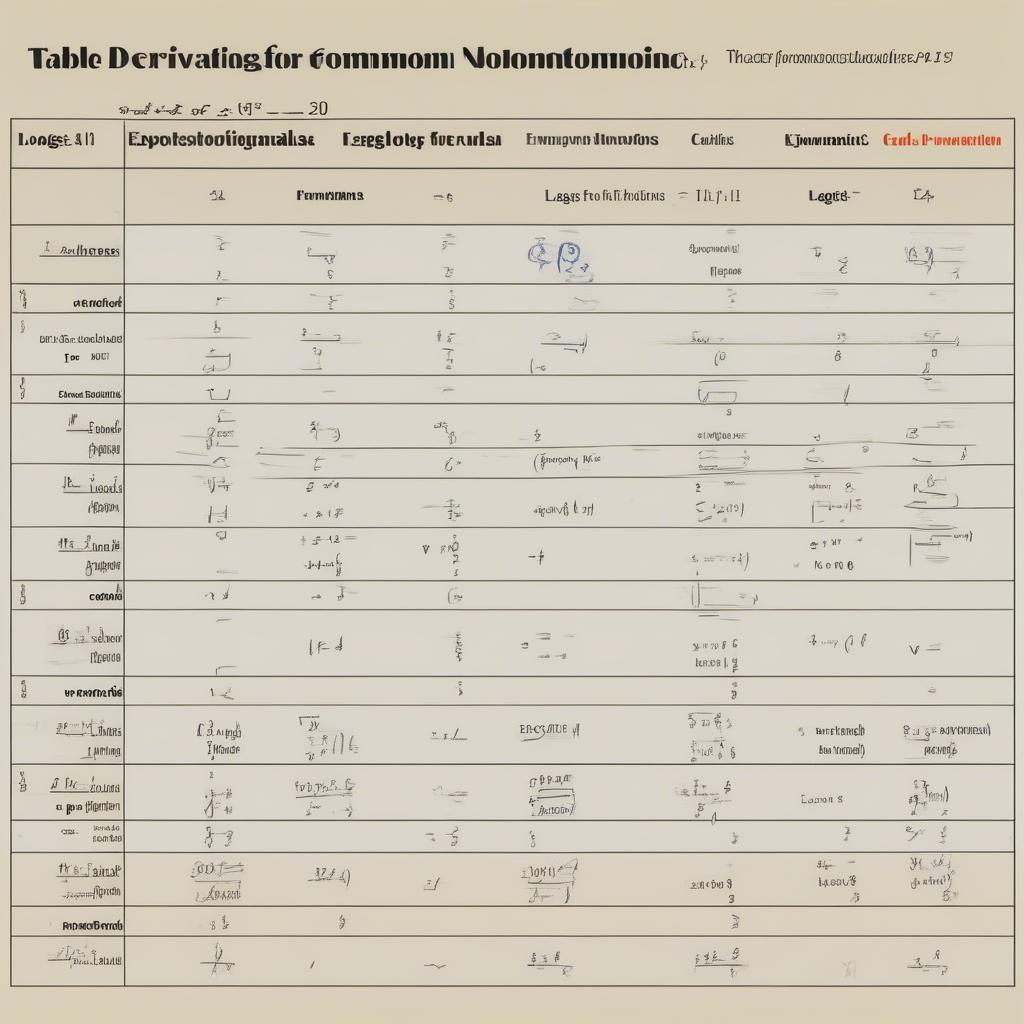 Công thức đạo hàm toán 11