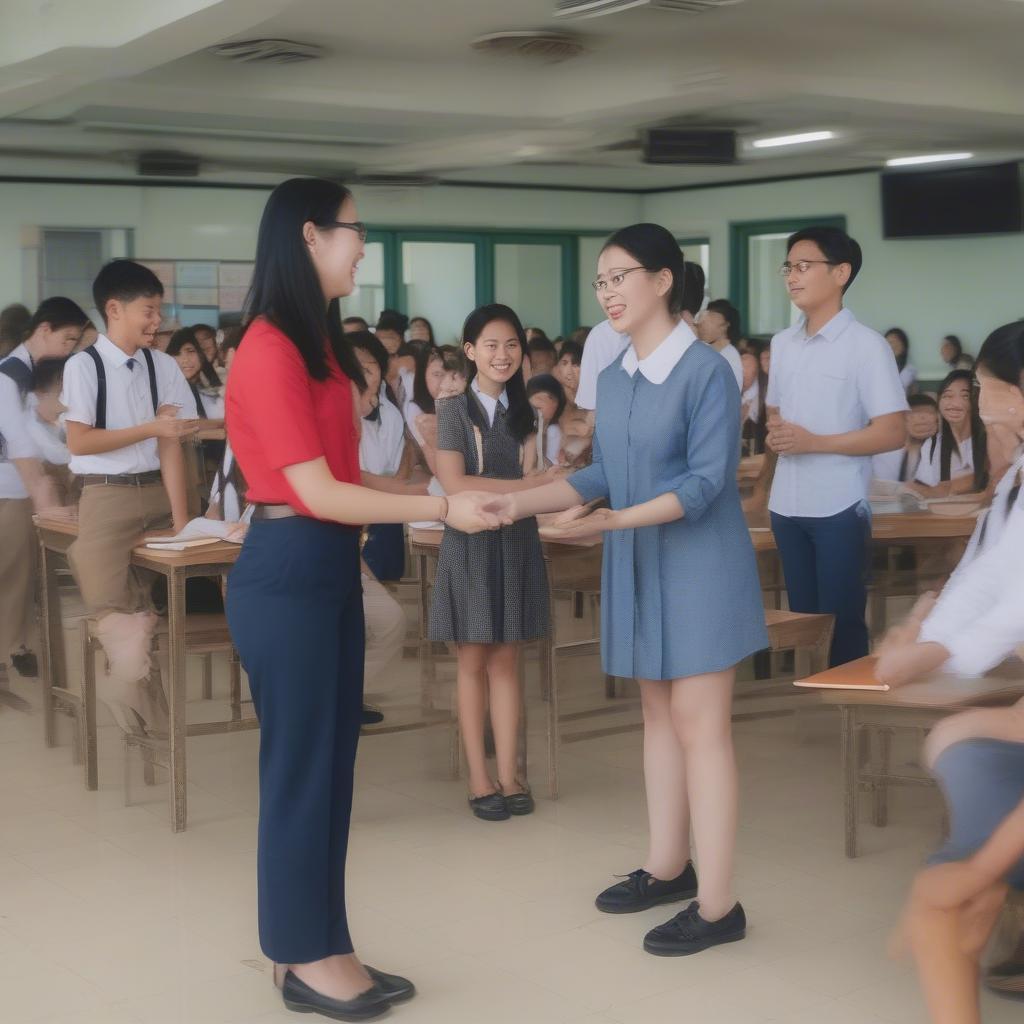 Giao viên và học sinh trường Nguyễn Văn Tố