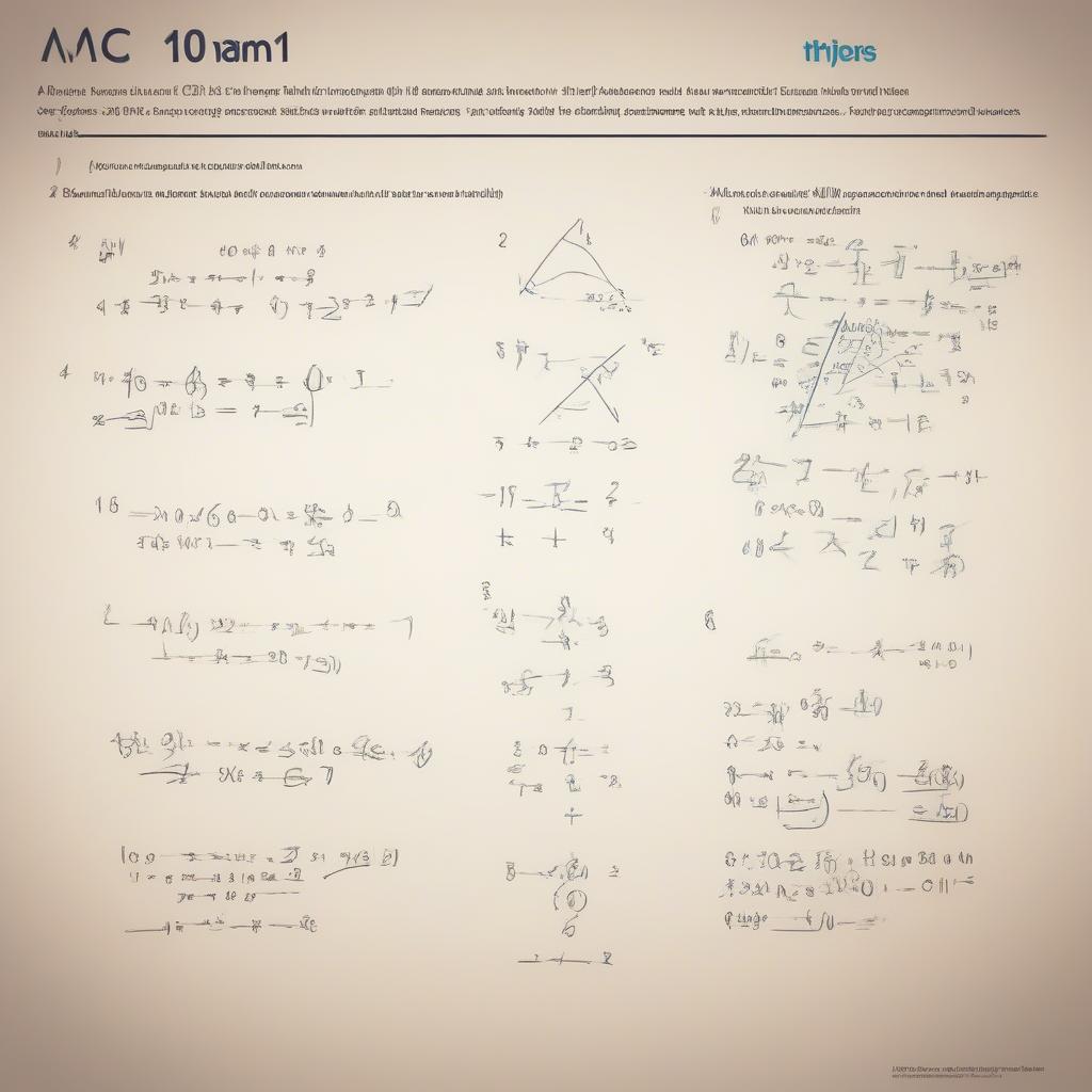 Kỳ Thi Toán AMC 10: Hình ảnh minh họa về đề thi toán AMC 10 với các bài toán đa dạng và thử thách.