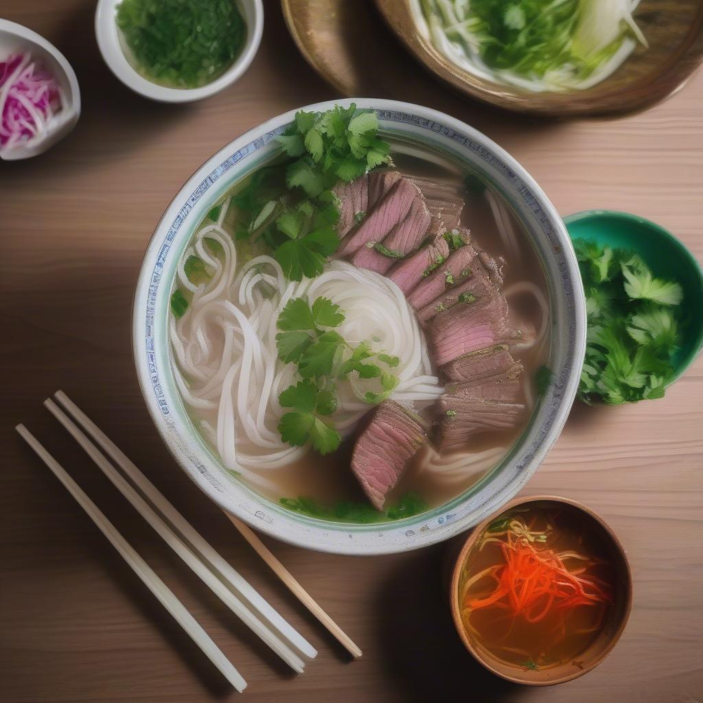 Bát phở bò tại Phở 10 Lý Quốc Sư