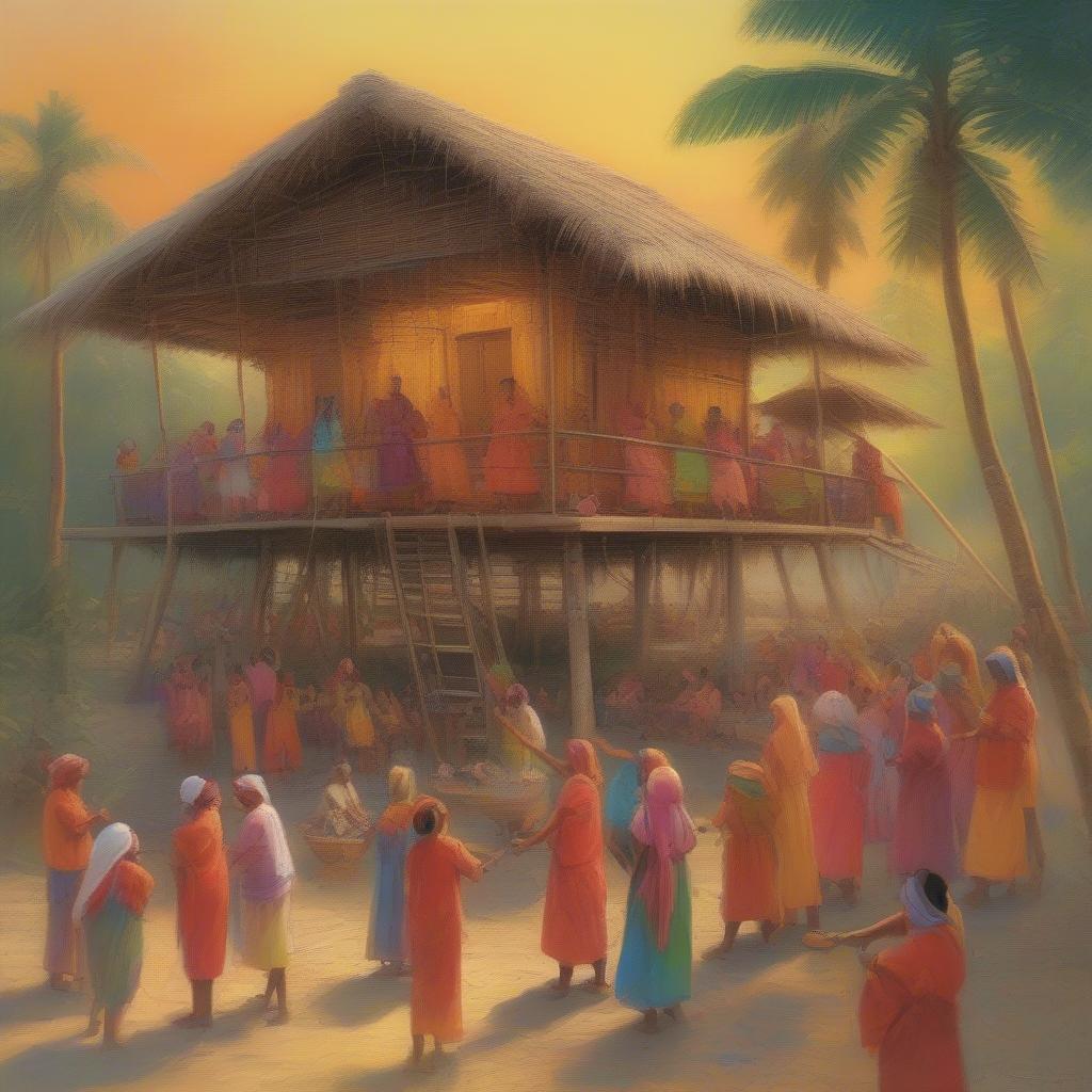 Sinh hoạt cộng đồng tại nhà sàn