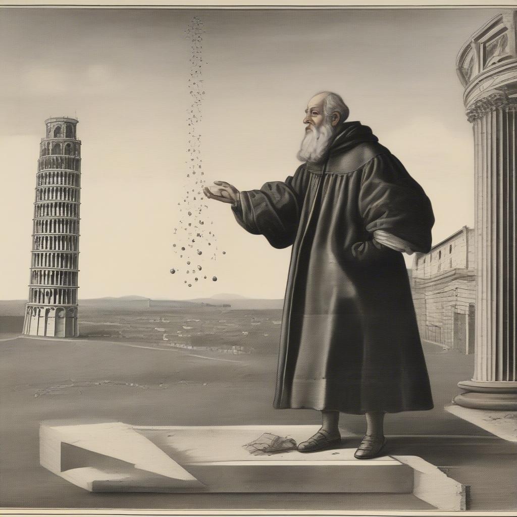 Thí nghiệm thả rơi tự do của Galileo từ tháp nghiêng Pisa