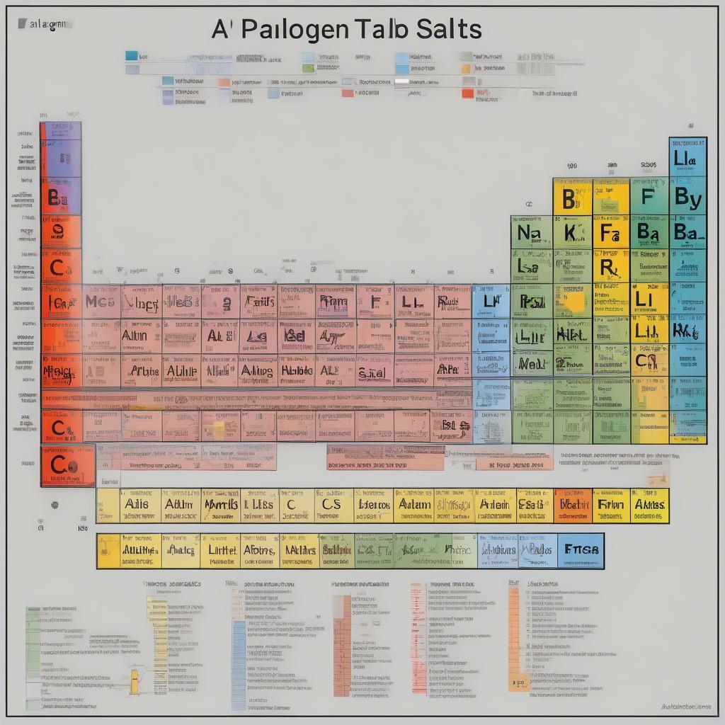 Periodic table highlighting halogens and common metals forming halide salts