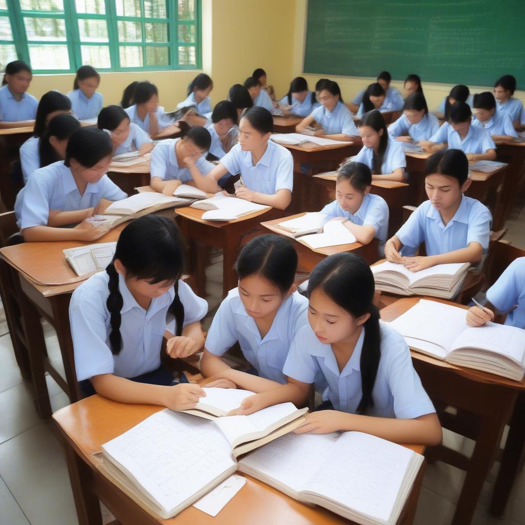 Hình ảnh minh họa học sinh lớp 10 Kiên Giang học toán tuổi thơ Tiến An