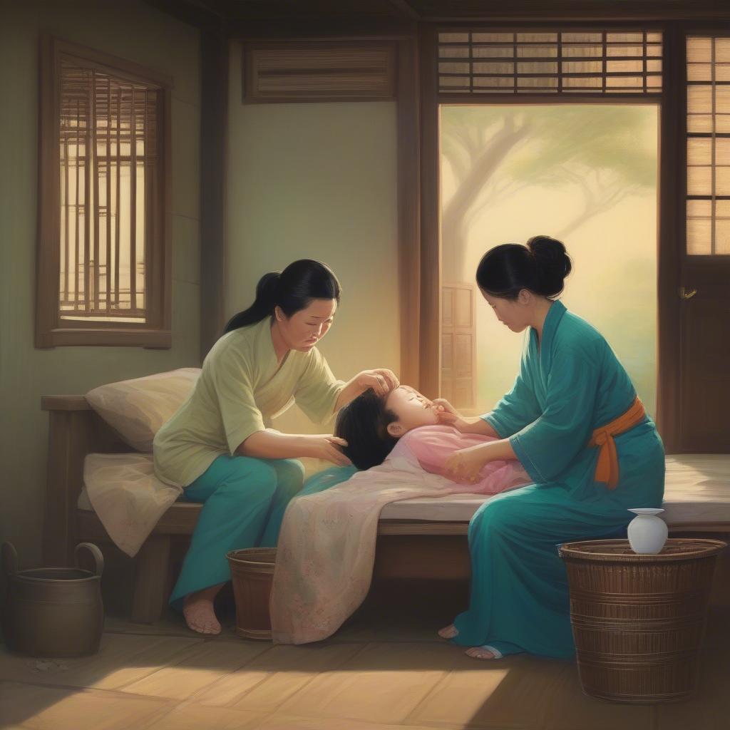 Vũ Nương chăm sóc mẹ chồng